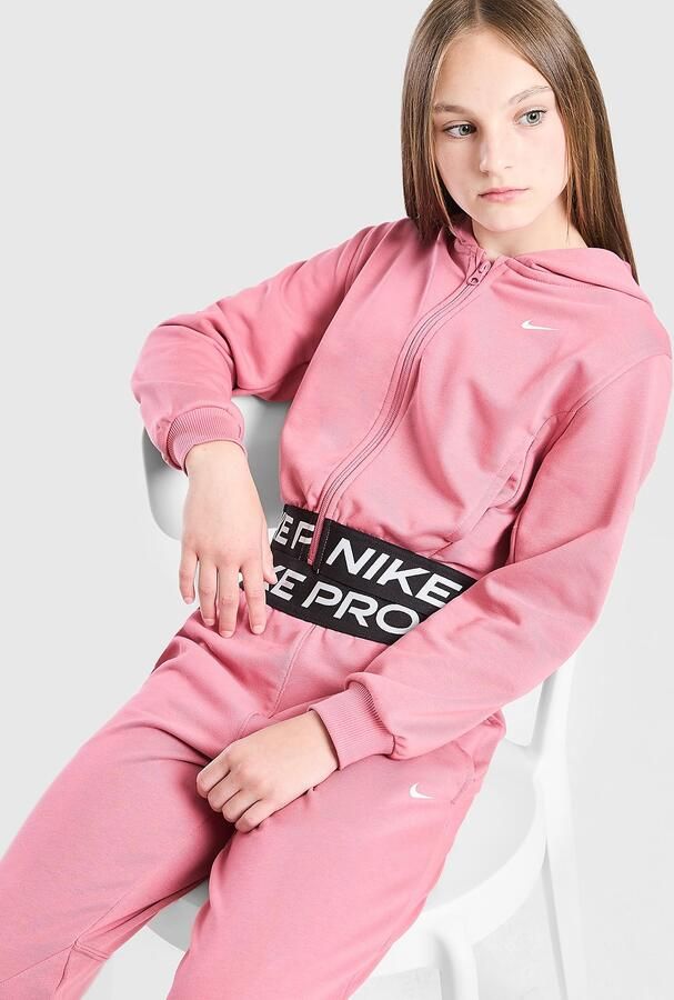 Nike ' Pro Crop Full Zip Hoodie Junior Roze