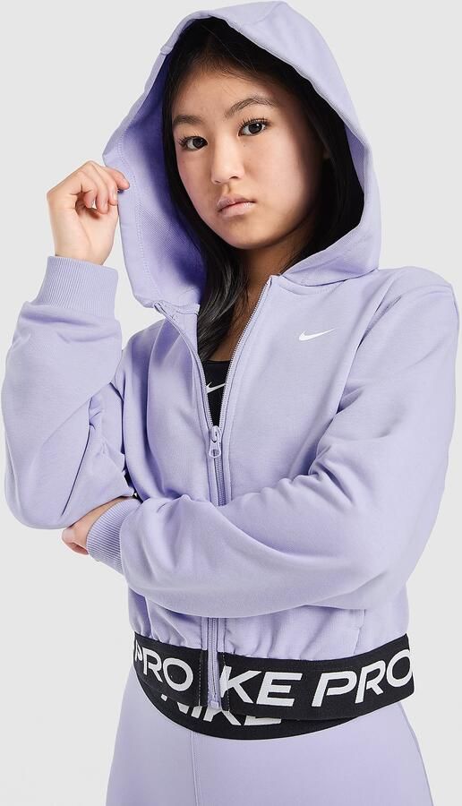 Nike ' Pro Cropped Full Zip Hoodie Junior Paars Kind Paars