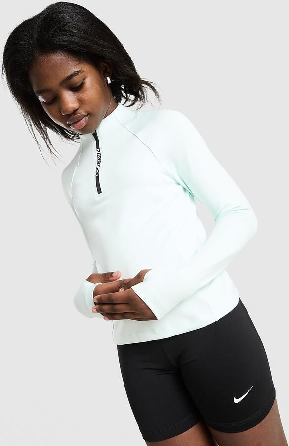 Nike Girl's Pro Dri-FIT 1 2 Zip Top Groen Kind Groen