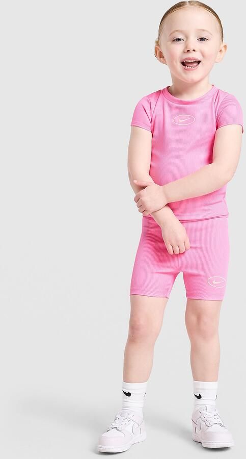 Nike ' Ribbed T-Shirt Shorts Set Infant Roze Kind Roze