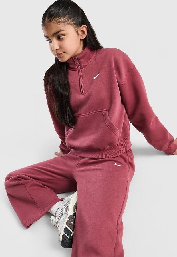 Nike ' Studio Fleece 1 4 Zip Sweatshirt Junior Roze Kind Roze
