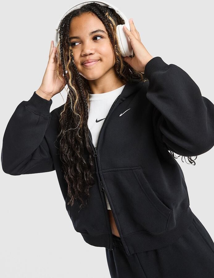 Nike ' Studio Fleece Full Zip Hoodie Junior Zwart Kind Zwart