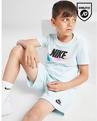 Nike Gradient Graphic T-Shirt Shorts Set Children Blue