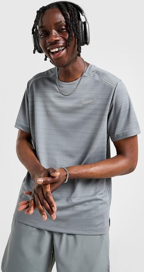 Nike Hardlooptop met korte mouwen voor heren Miler Grijs- Heren Grijs