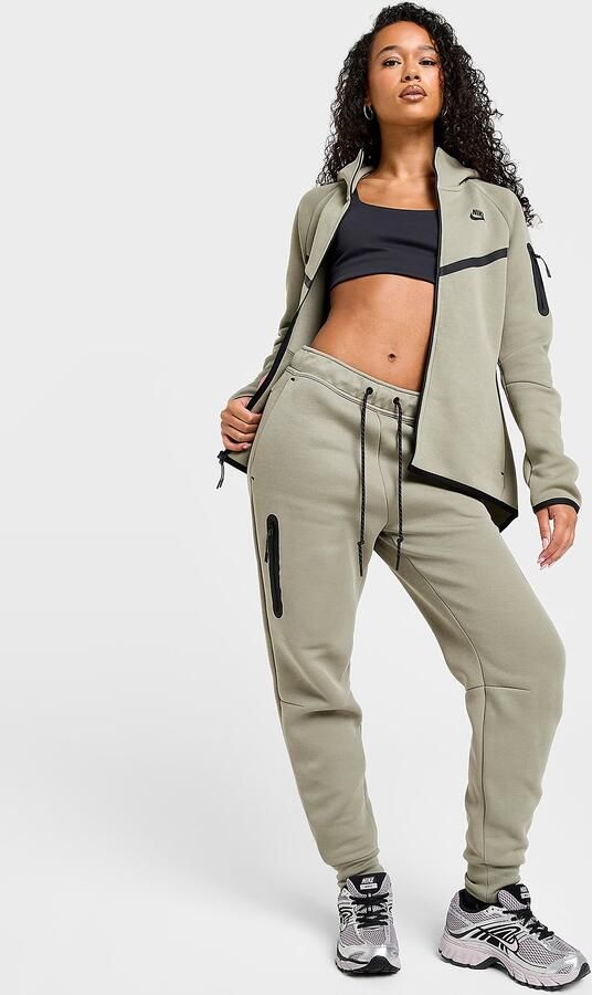 Nike Joggingbroek met halfhoge taille voor dames Sportswear Tech Fleece Groen- Dames Groen