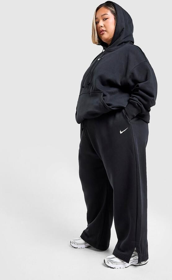 Nike Joggingbroek met hoge taille en wijde pijpen voor dames (Plus Size) Sportswear Phoenix Fleece Zwart- Dames Zwart