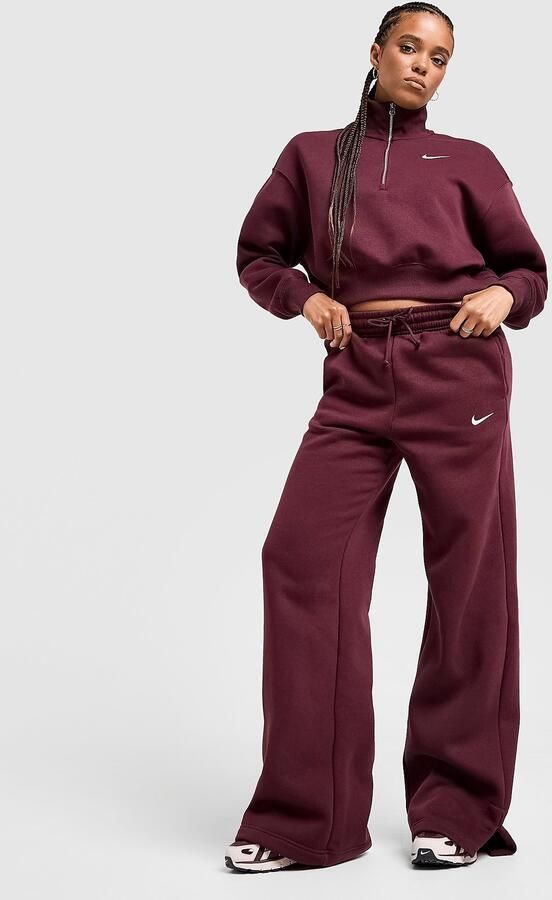 Nike Joggingbroek met hoge taille en wijde pijpen voor dames Sportswear Phoenix Fleece Active Maroon- Dames Active Maroon