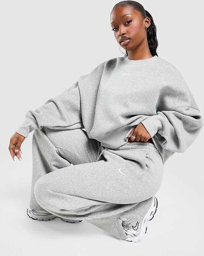 Nike Joggingbroek met hoge taille en wijde pijpen voor dames Sportswear Phoenix Fleece Grijs- Dames Grijs