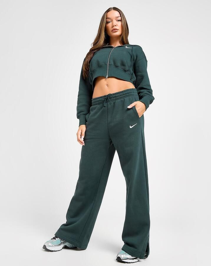 Nike Joggingbroek met hoge taille en wijde pijpen voor dames Sportswear Phoenix Fleece Groen- Dames Groen