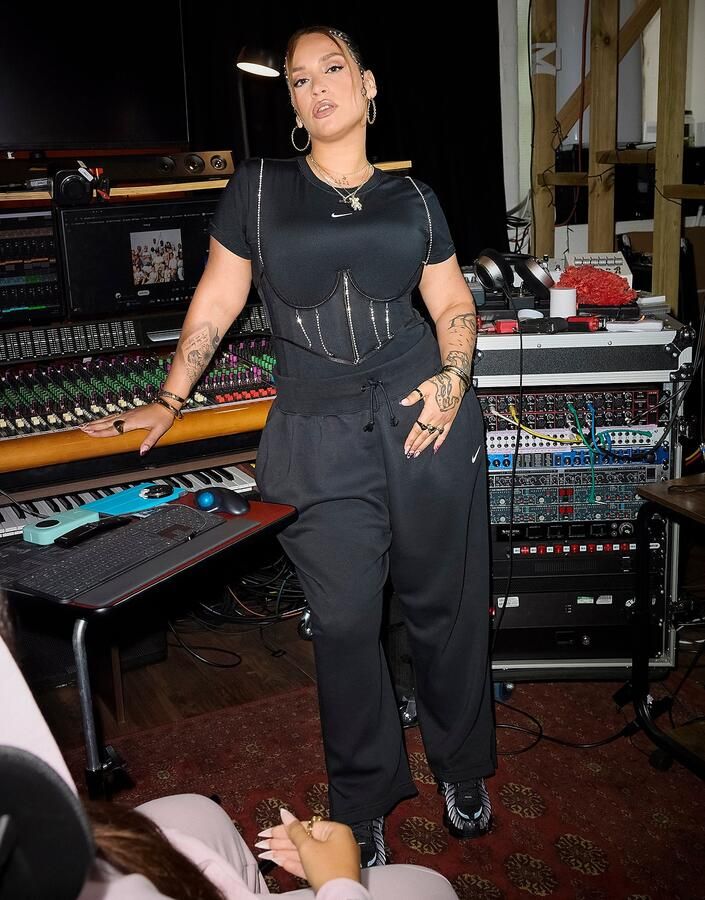 Nike Joggingbroek met hoge taille en wijde pijpen voor dames Sportswear Phoenix Fleece Zwart- Dames Zwart