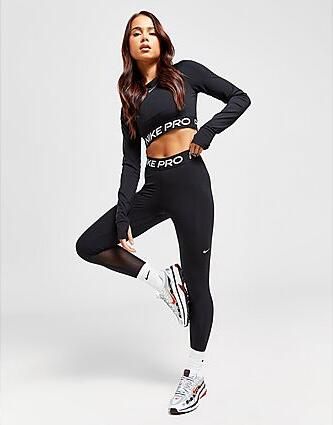 Nike Legging halfhoge taille en met mesh vlakken voor dames Pro Black- Dames Black