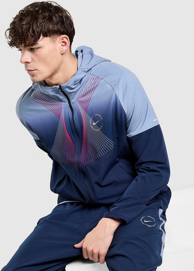 Nike Miler All Over Print Jacket Blauw- Heren Blauw