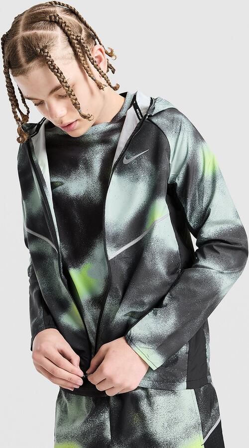 Nike Miler All Over Print Jacket Junior Zwart Kind Zwart