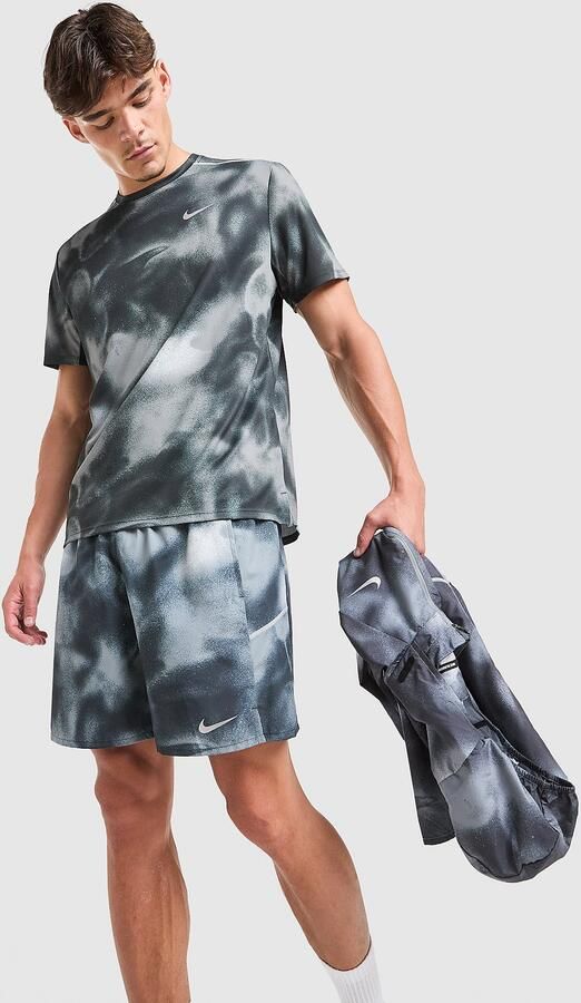 Nike Miler All Over Print Shorts Zwart- Heren Zwart