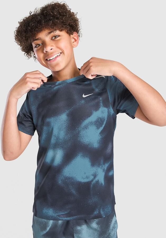 Nike Miler All Over Print T-Shirt Junior Blauw Kind Blauw
