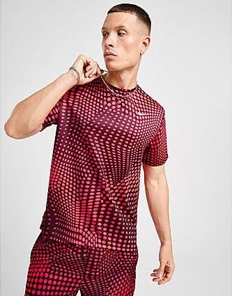 Nike Miler All Over Print T-Shirt Red- Heren Red
