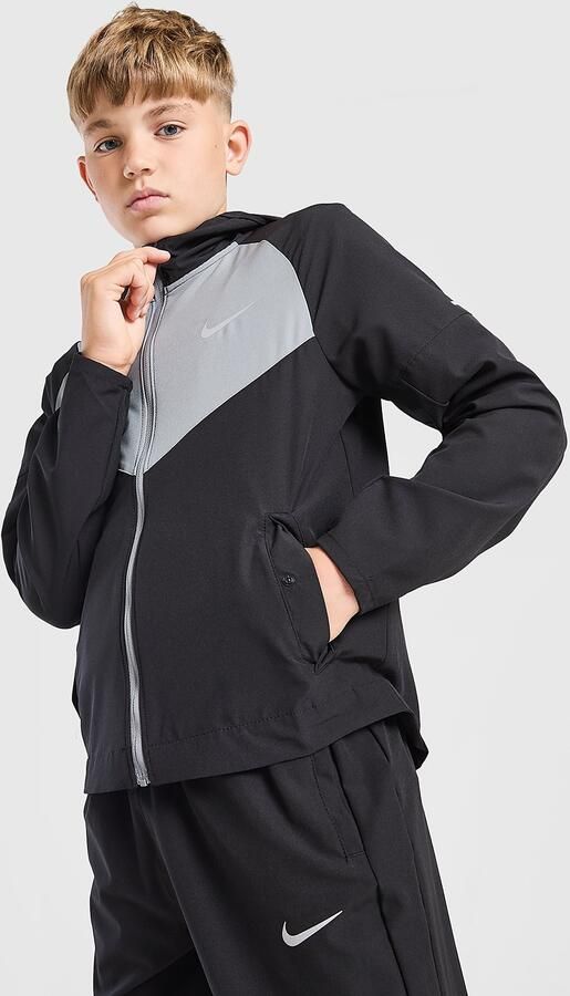Nike Miler Colour Block Jacket Junior Zwart Kind Zwart