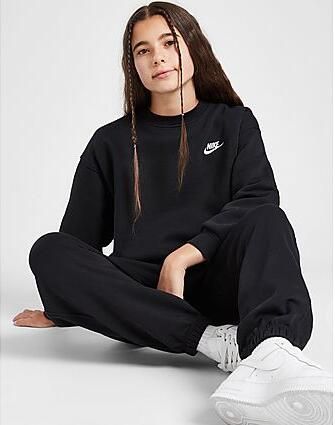 Nike Sportswear Club Fleece Oversized Crew Hoodies & Sweaters in zwart formaten: 158