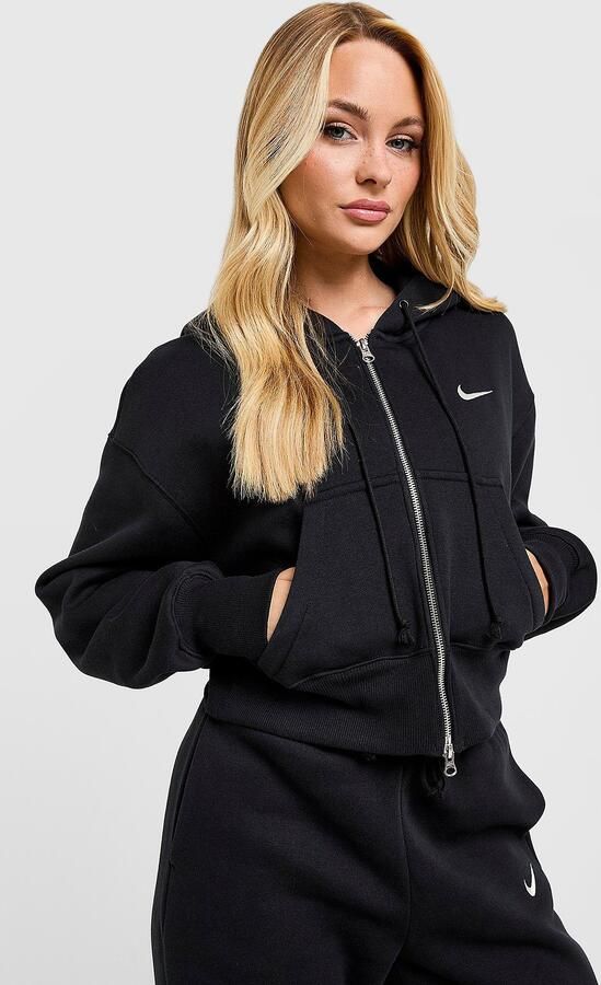Nike Phoenix Crop Full Zip Hoodie Zwart- Dames Zwart
