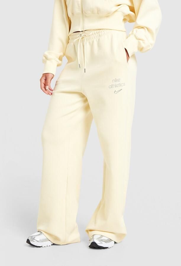 Nike Phoenix Fleece Graphic Swoosh Wide Leg Joggers Geel- Dames Geel