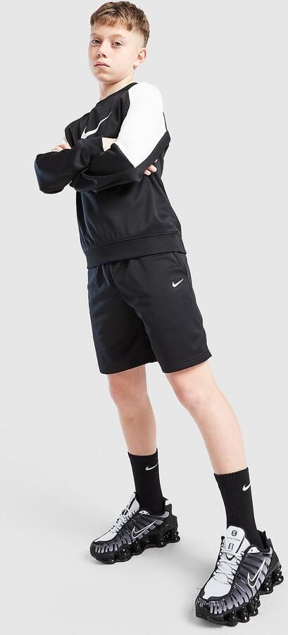 Nike Poly Crew Sweatshirt Shorts Set Junior Zwart