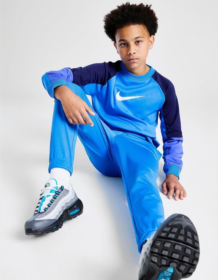 Nike Polyknit Crew Tracksuit Junior Blauw