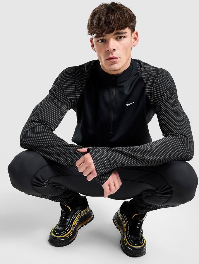 Nike Reflective Running 1 4 Zip Top Zwart- Heren Zwart
