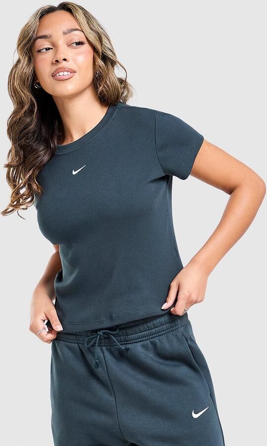 Nike Ribbed Slim T-Shirt Groen- Dames Groen
