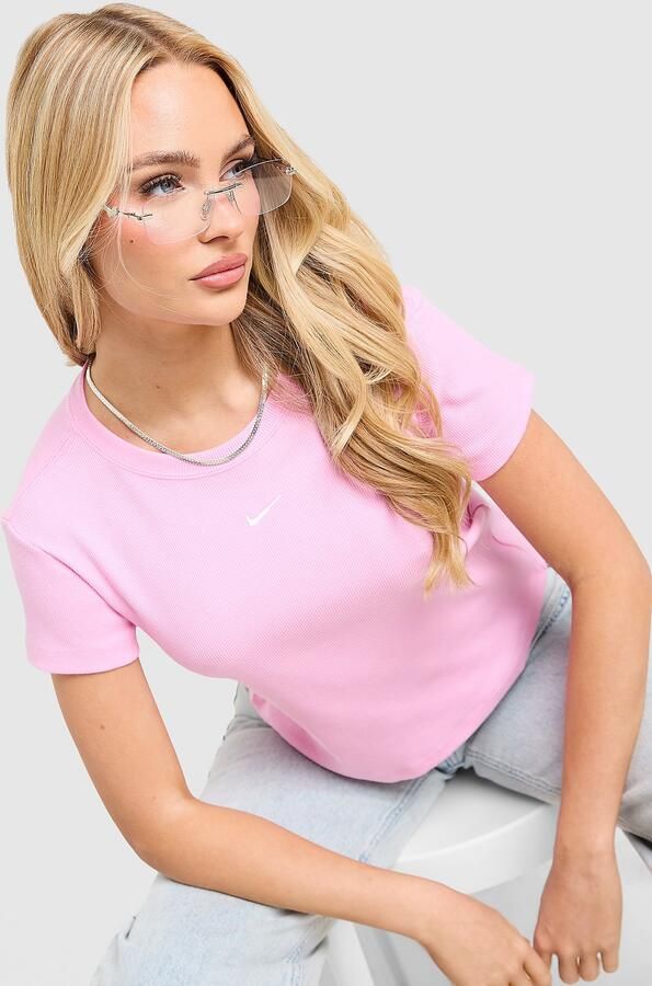 Nike Ribbed T-Shirt Roze- Dames Roze