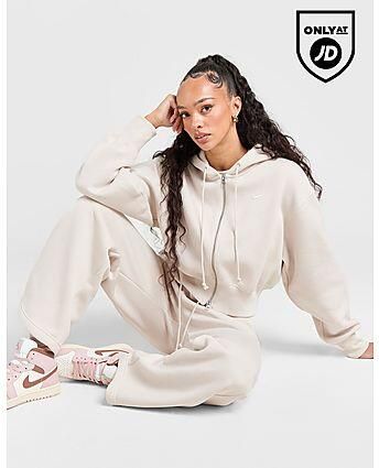 Nike Ruimvallende korte hoodie met rits over de hele lengte voor dames Sportswear Phoenix Fleece Beige- Dames Beige