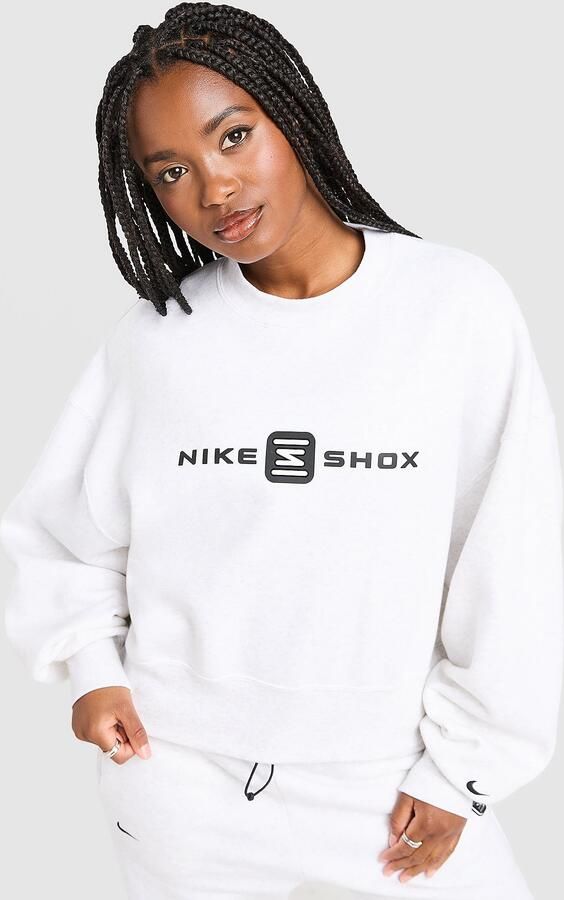 Nike Shox Crop Crew Sweatshirt Grijs- Dames Grijs