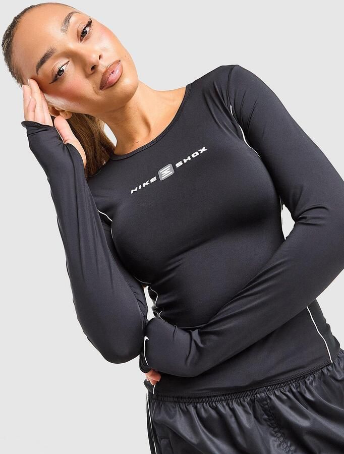 Nike Shox Long Sleeve T-Shirt Zwart- Dames Zwart