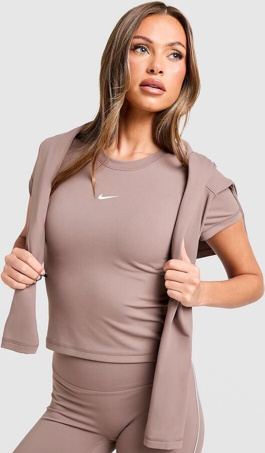 Nike Slim Cropped T-Shirt Bruin- Dames Bruin