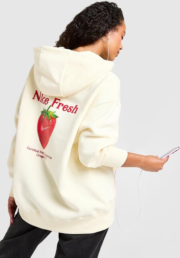 Nike Strawberry Graphic Overhead Hoodie Crème- Dames Crème