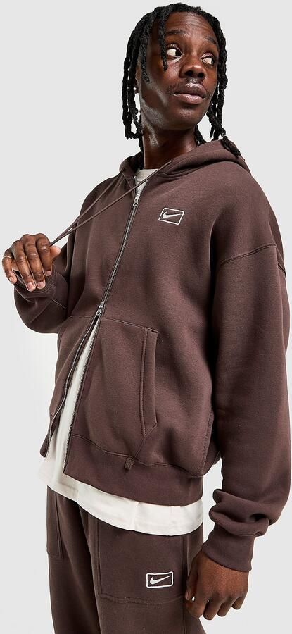 Nike Street Fleece Full Zip Hoodie Bruin- Heren Bruin