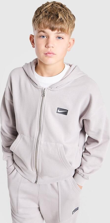 Nike Street Fleece Full Zip Hoodie Junior Grijs Kind Grijs