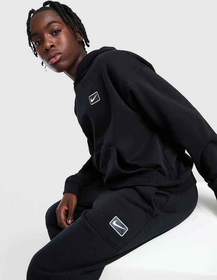 Nike Street Fleece Hoodie Junior Zwart Kind Zwart
