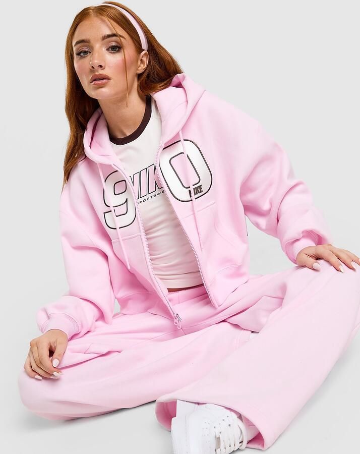 Nike Studio 90 Oversized Crop Full Zip Hoodie Roze- Dames Roze