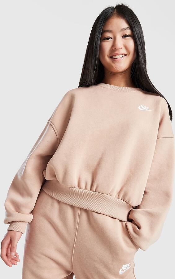 Nike Sweatshirt met ronde hals en recht design voor Sportswear Club Fleece Bruin