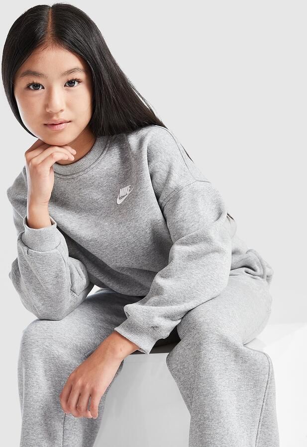 Nike Sweatshirt met ronde hals en recht design voor Sportswear Club Fleece Grijs