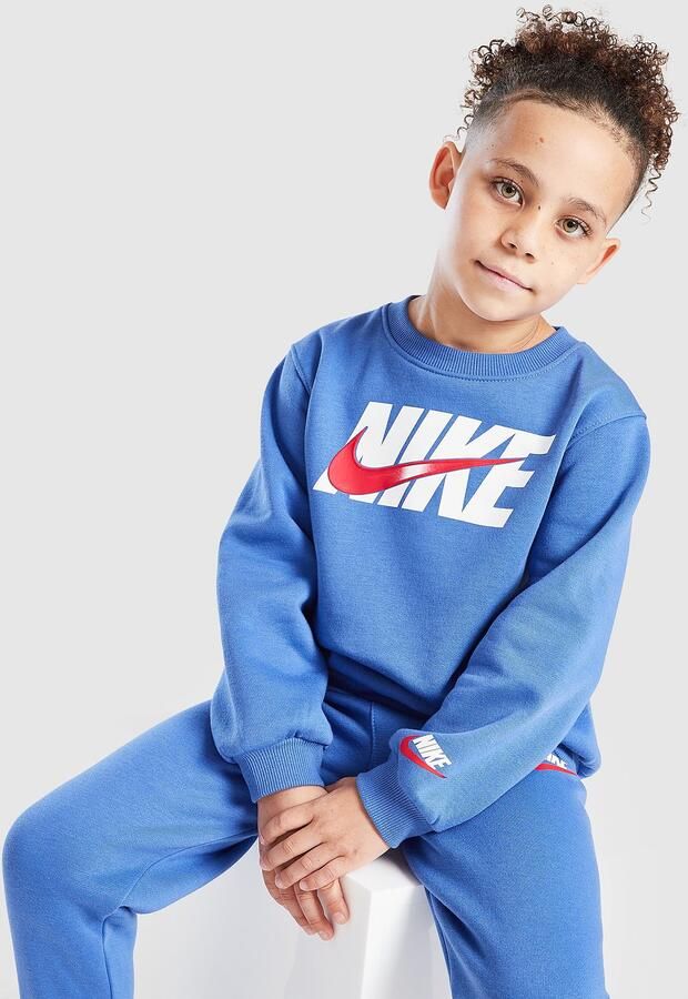 Nike Swoosh Fade Crew Tracksuit Children Blauw