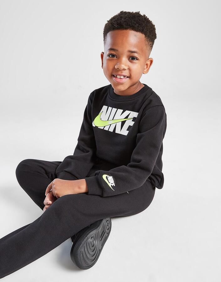 Nike Swoosh Fade Crew Tracksuit Children Zwart