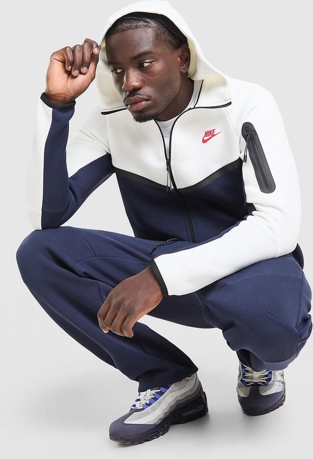 Nike Tech Windrunner herenjack van fleece met rits over de hele lengte Tech Wit- Heren Wit