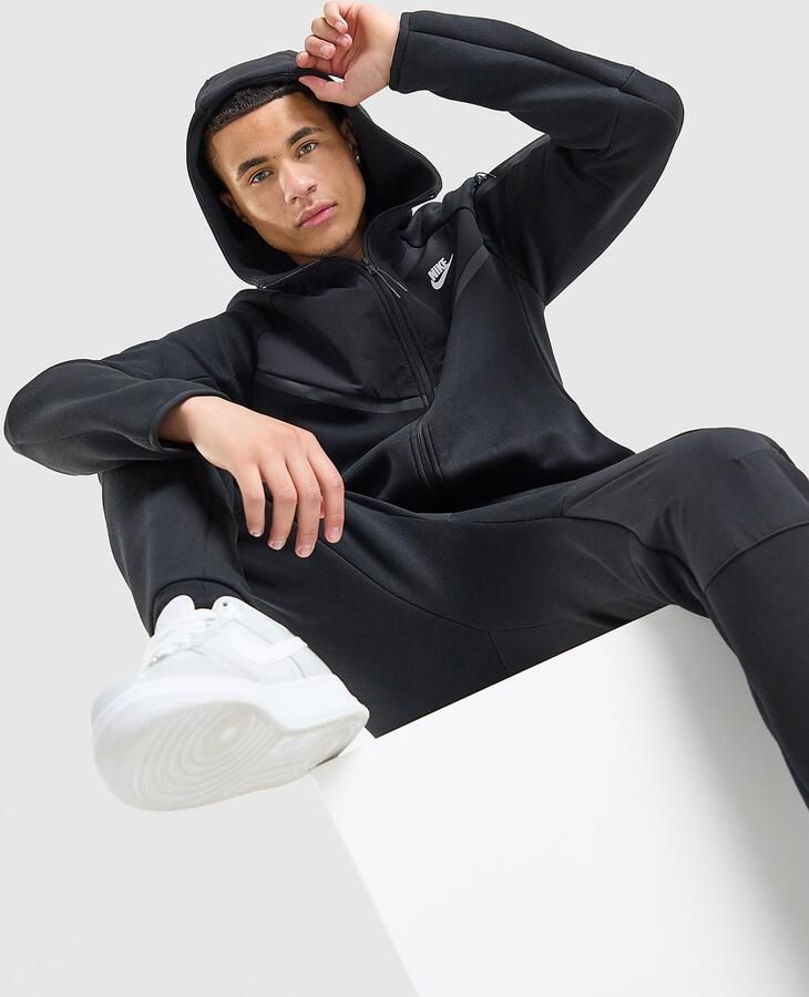 Nike Tech Windrunner herenjack van fleece met rits over de hele lengte Tech Zwart- Heren Zwart