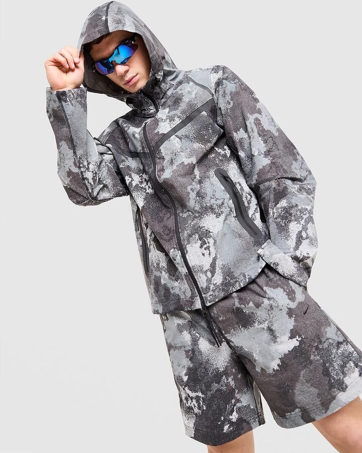 Nike Tech Woven Camo Full Zip Jacket Grijs- Heren Grijs