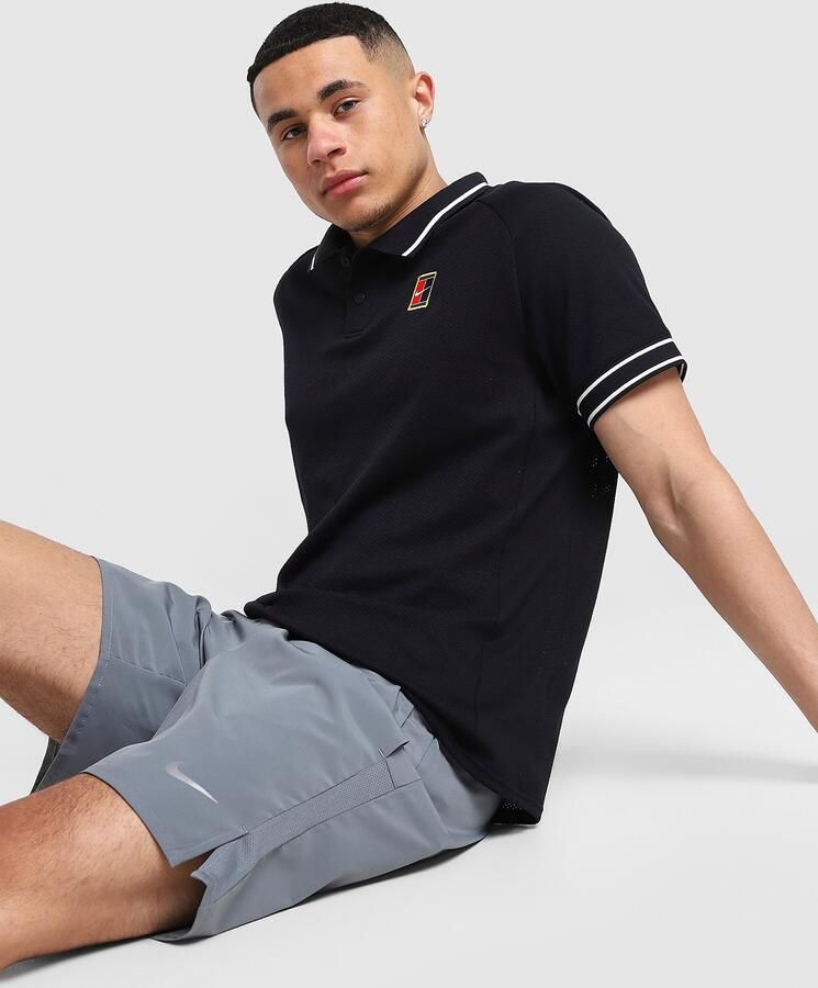 Nike Tennispolo voor heren Court Heritage Zwart- Heren Zwart