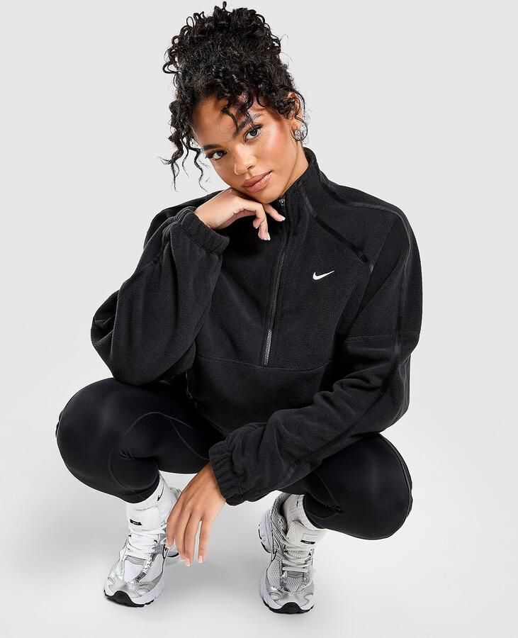 Nike Training One Velvet Binding 1 4 Zip Polar Fleece Zwart- Dames Zwart