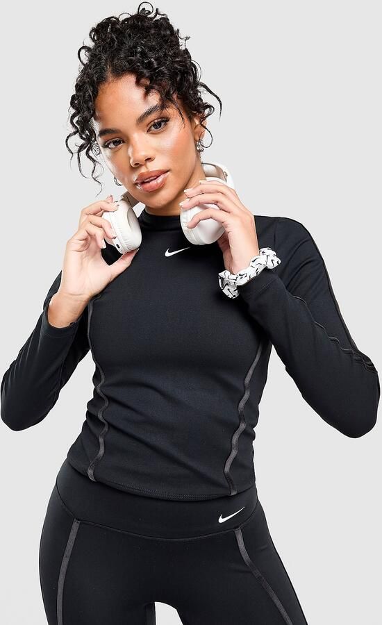 Nike Training One Velvet Binding Long Sleeve Top Zwart- Dames Zwart