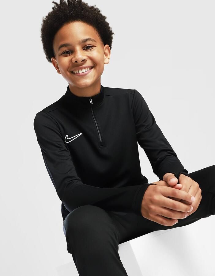Nike Voetbaltrainingstop met Dri-FIT lange mouwen en korte rits voor kids Academy Zwart