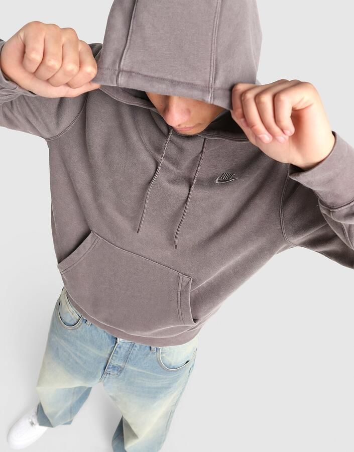 Nike Washed Hoodie Bruin- Heren Bruin